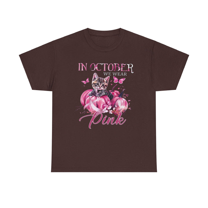 In October We Wear Pink Cat Breast Cancer Awareness - Interesting Cat Classic T-Shirt