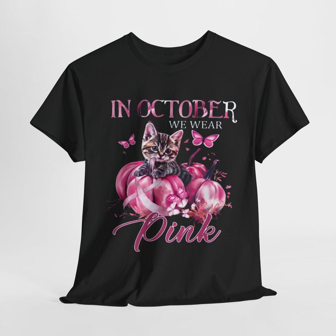 In October We Wear Pink Cat Breast Cancer Awareness - Interesting Cat Classic T-Shirt