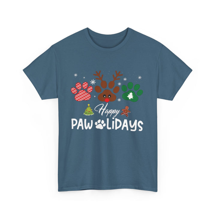 Happy Pawlidays Unisex  Cotton Tee - Every Purchase Feeds Shelter Animals