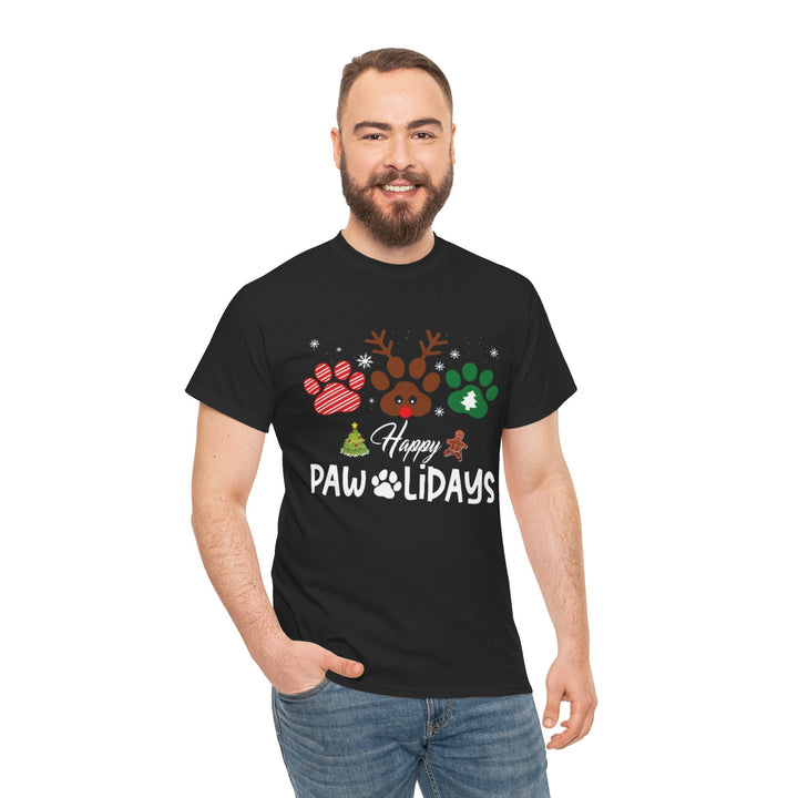 Happy Pawlidays Unisex  Cotton Tee - Every Purchase Feeds Shelter Animals