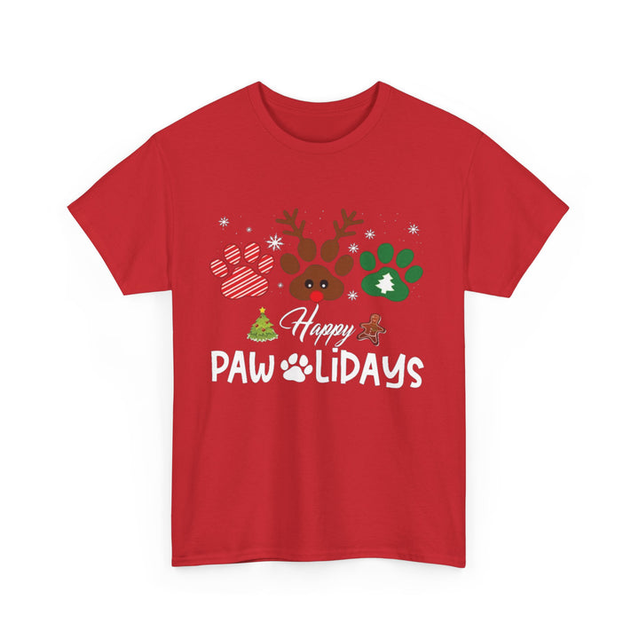 Happy Pawlidays Unisex  Cotton Tee - Every Purchase Feeds Shelter Animals