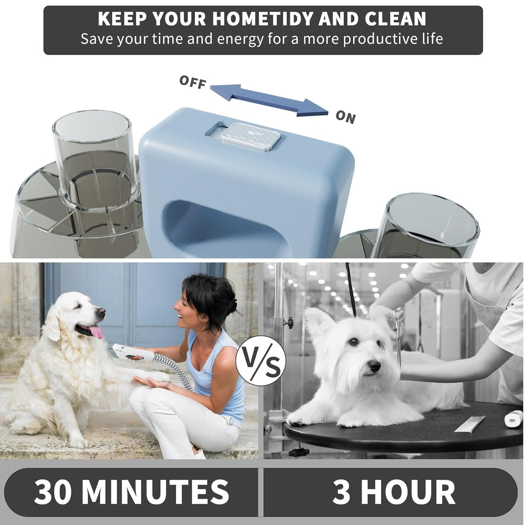 6 in 1 Dog Grooming Vacuum & Dryer Kit, All 2.1L Double Cup Separator Design, 10000Pa Dog Vacuum for Shedding Grooming, Pet Grooming Kit with Pet Electric Clippers, Dog Blower