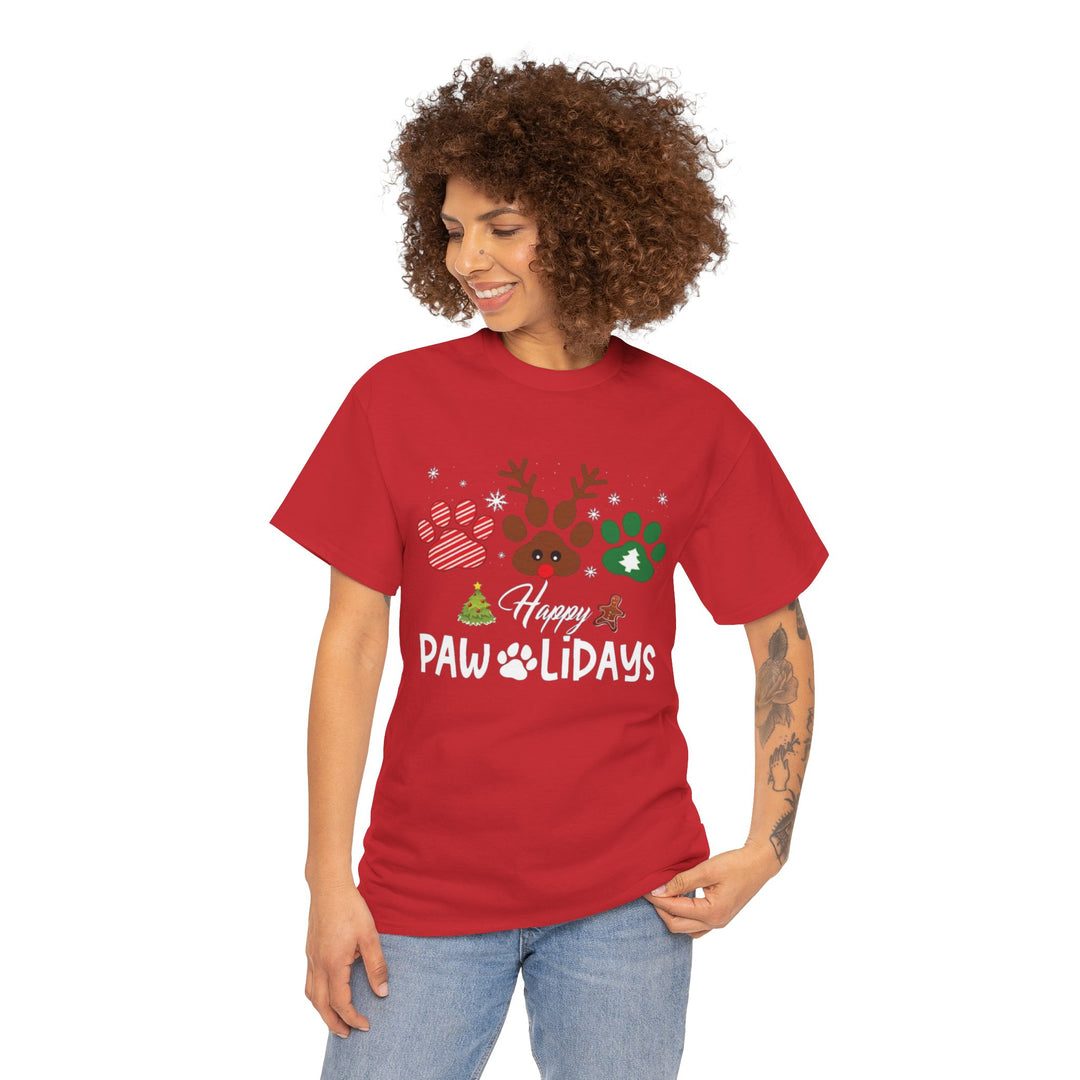 Happy Pawlidays Unisex  Cotton Tee - Every Purchase Feeds Shelter Animals