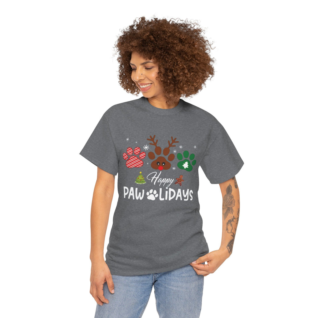 Happy Pawlidays Unisex  Cotton Tee - Every Purchase Feeds Shelter Animals