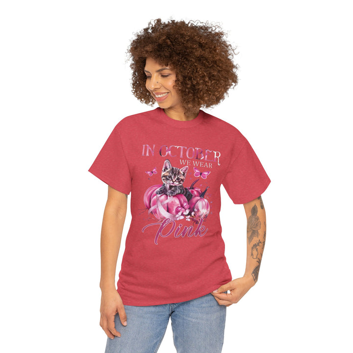 In October We Wear Pink Cat Breast Cancer Awareness - Interesting Cat Classic T-Shirt