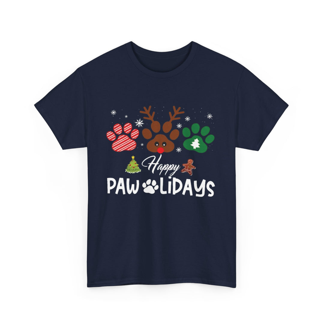 Happy Pawlidays Unisex  Cotton Tee - Every Purchase Feeds Shelter Animals