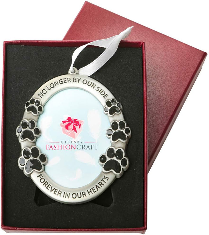 Forever in Our Hearts: Pewter Pet Memorial Photo Frame with Paw Prints