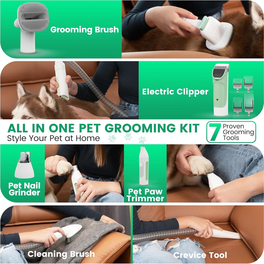 Pet Grooming Powerhouse: 7-in-1 Dog Grooming Vacuum & Clipper Kit with Nail Trimmer and 11000Pa Suction