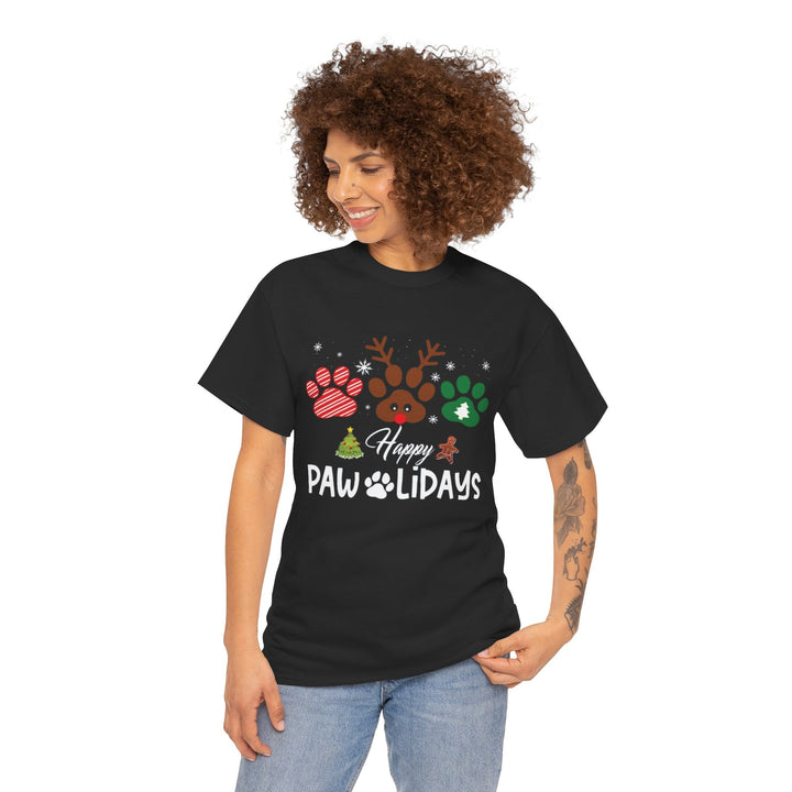 Happy Pawlidays Unisex  Cotton Tee - Every Purchase Feeds Shelter Animals