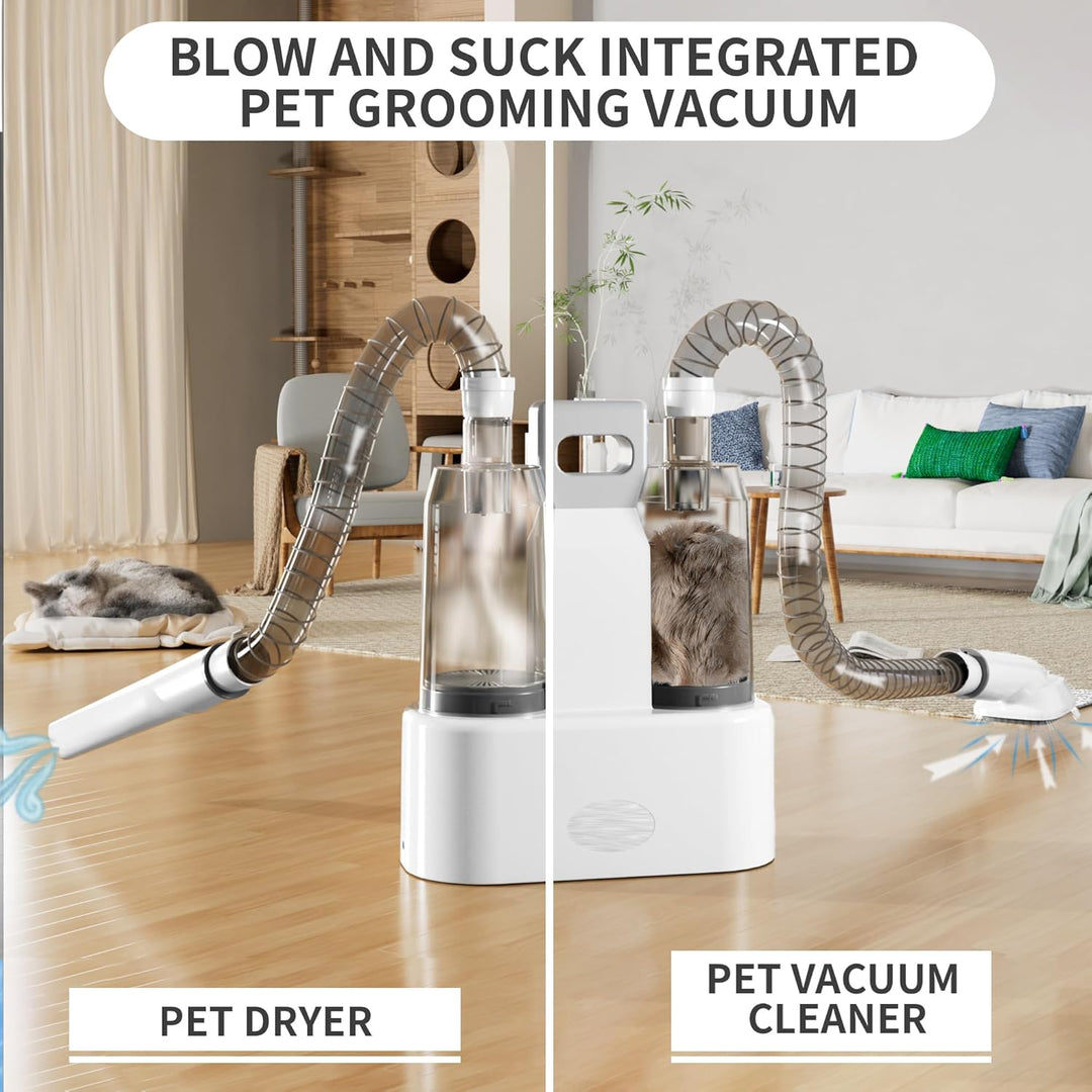 6 in 1 Dog Grooming Vacuum & Dryer Kit, All 2.1L Double Cup Separator Design, 10000Pa Dog Vacuum for Shedding Grooming, Pet Grooming Kit with Pet Electric Clippers, Dog Blower