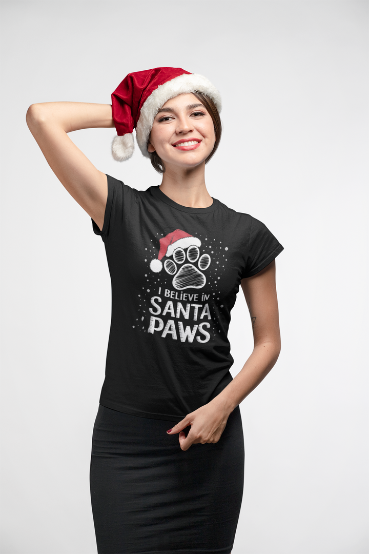 I Believe in Santa Paws Unisex Cotton Tee - Every Purchase Feeds Shelter Animals